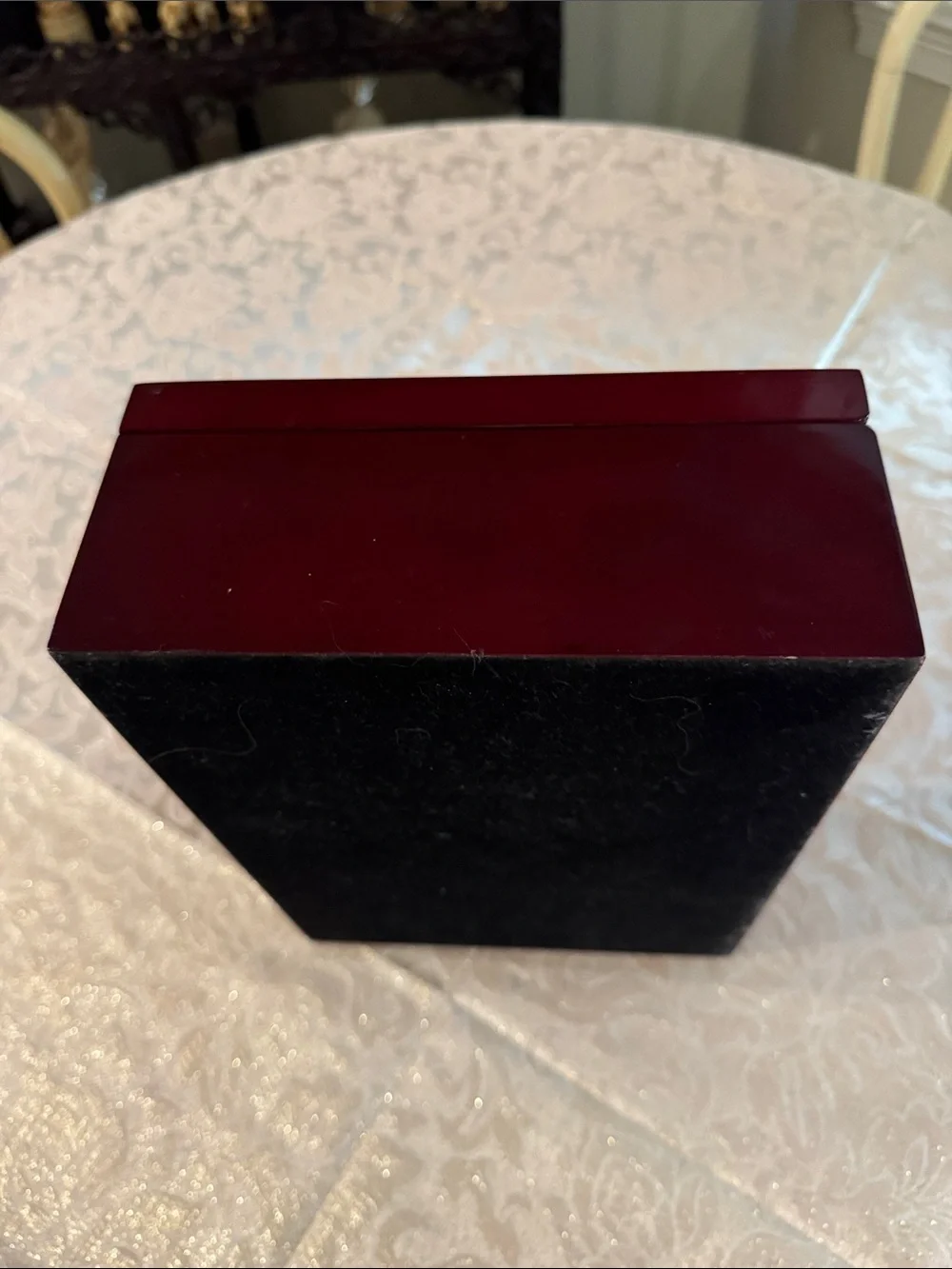 Double Layer Glass-Top Mahogany Cufflink and Ring Felt Bottom Jewelry Box